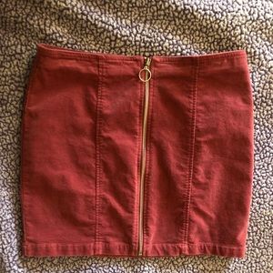 pink faux suede pencil skirt